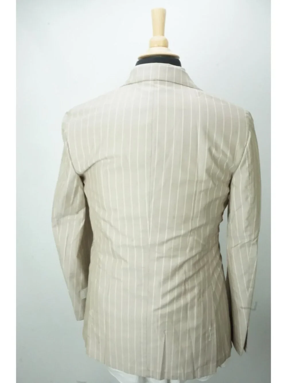 Patos Sartoria x Zegna Silk Skin Beige Striped 2 Pc Suit Jacket Pants 48 EU NEW